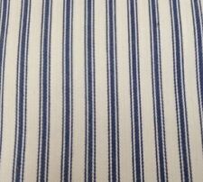 Falmouth Herringbone Ticking Stripe Blue White Cotton Upholstery Curtain Fabric