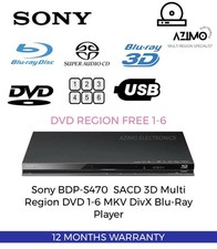 Sony BDP-S470 Multi Region DVD 1-6 SACD Blu-Ray Player WARRANTY 3D MKV DivX