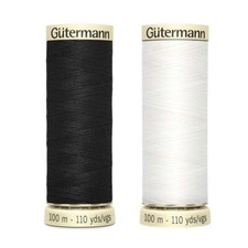 Gutermann Sew All Sewing Thread 100m 100% Polyester Black and white thread