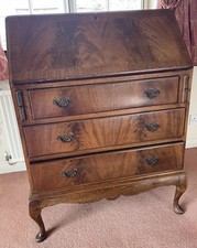 Antique Writing Desk, victorian Solid Wood, fold down writing Desk. 3 Drawers.