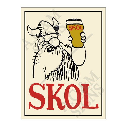 Metal tin sign plaque - metal, skol