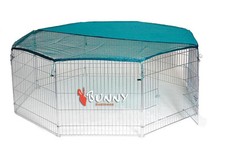 RABBIT RUN PET PLAYPEN WITH NET METAL ENCLOSURE RUNS HUTCH HUTCHES 