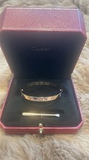 18ct Cartier  Gold Love Bangle Size 20 Rose Gold With Screwdriver Box And Bag