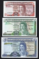 GIBRALTAR Lot 1, 5 + 10 Pounds 1986-1988 Picks. 20e, 21b+22b SC / UNC