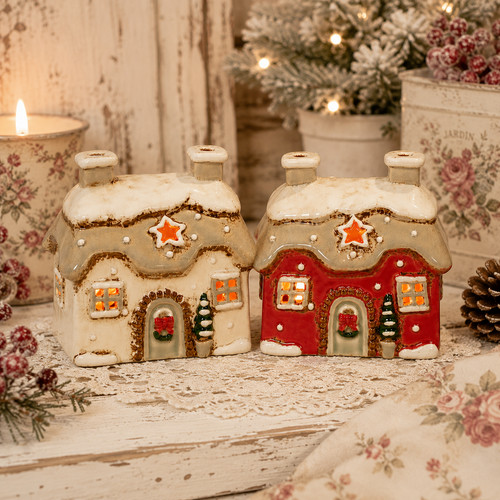 Ceramic christmas house tea - ceramic,