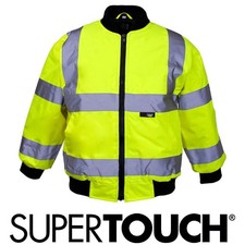 Kids Hi Vis Bomber Jacket Knit Collar Waterproof Junior Cycling Safety Coat