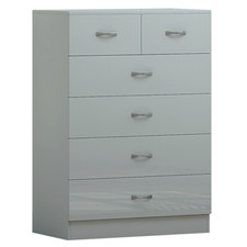 Grey 6 Drawer Chest Wide Tall
