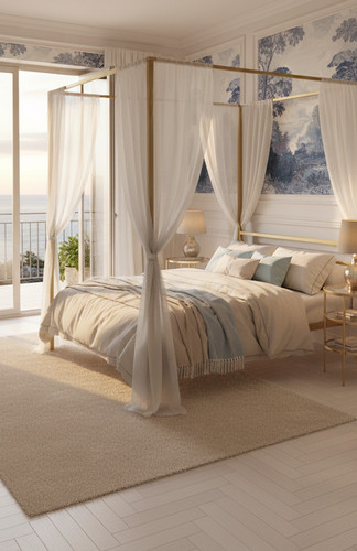 Gold canopy poster bed frame - canopy,