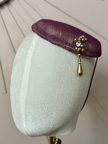 Plum ivory pillbox - plum, fascinator