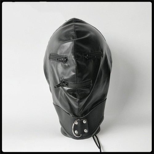 Black lockable leather gimp - leather,
