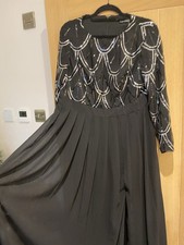 Stunning Black and Sequin Ball Gown Maxi Dress Festive Ball Gown Size XL 18-20