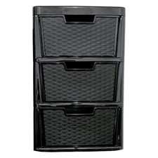 Large Plastic Rattan Drawer Storage Unit Multipurpose Cabinet Organizer Bedroom