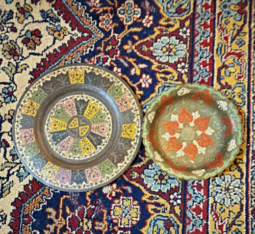 Indian brass hand painted - indian, ?