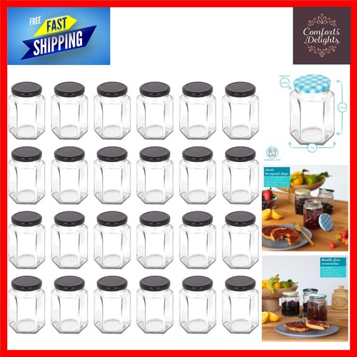 Hexagonal glass jam jars - jam,