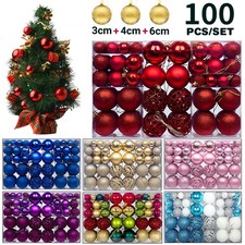 100Pcs Large Christmas Baubles Xmas Tree Balls Decor Party Wedding Ornament Gift