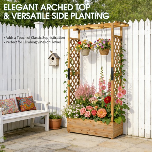 Garden planter with trellis - with,