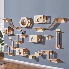 Cat Wall Climbing Shelf Wall Mounted Steps Stairway with Sisal Rope Scratching