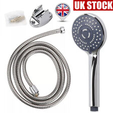 Universal Shower Head And Hose Set High Pressure Chrome 5 Mode Massage Power Jet