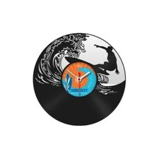 SURFER PLASTIC VINYL RECORD WALL CLOCK 30CM BRAND NEW UK