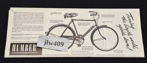 Vintage 1947 humber bicycle - humber, ad