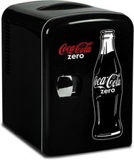 Coke Zero Mini Fridge - Refrigerator for Bedroom Skincare Office, Portable Table