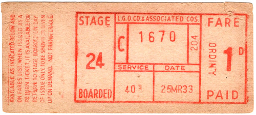 Bus ticket london general - bus,