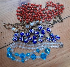 4 vintage antique glass beads