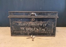 VINTAGE METAL DEED STORAGE BOX