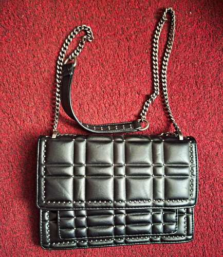 Black quilted faux - faux, leather