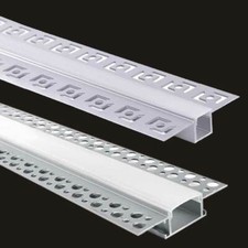 2m Plaster‑In LED Aluminium Profile Channel w/ Diffuser 9mm or 20mm Trimless