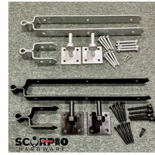 Field Gate Double Strap Hinge Set Heavy Duty with Hooks on Plates 12", 18", 24"