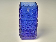 Tamara Aladin Riihimäen lasi oy/Riihimaki Taalari blue glass vase Greek Key