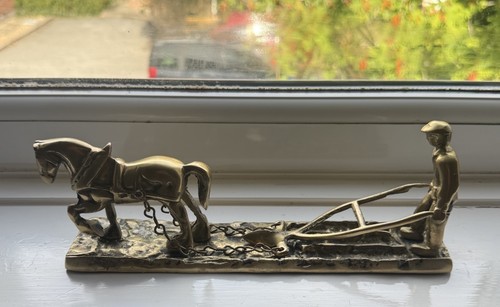 Vintage solid brass horse and - solid,