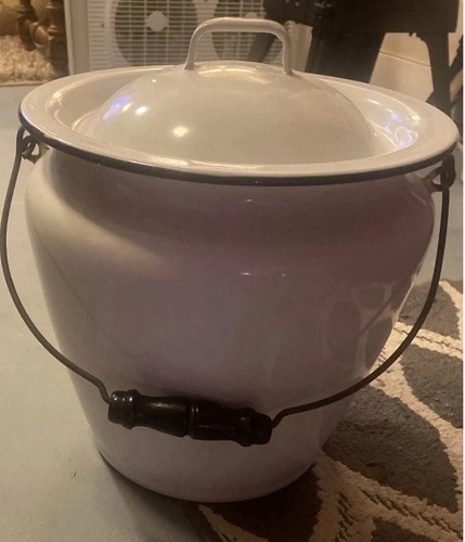 Vintage white enamel chamber - vintage,