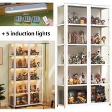5 Tiers Transparent Display Case Acrylic Display Cabinet with lights Double Door