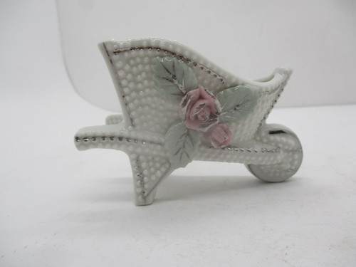 Vintage porcelain wheelbarrow - porcelain,