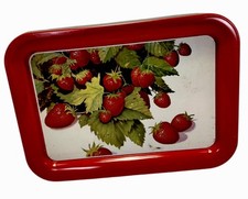 Vintage MCM Shabby Chic Fresh Strawberries Metal TV/ Snack  Lap Tray