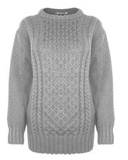 Ladies Aran Knit Long Sleeve Knitted Jumper Sweater Women Colour Bits Top 8-30