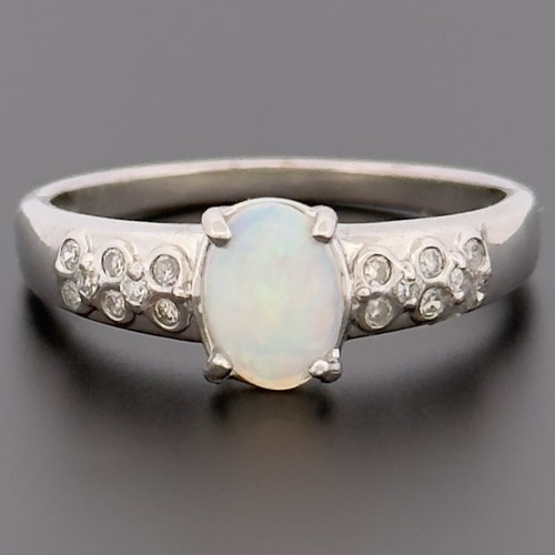 9ct white gold opal - gold, &