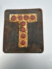 Vintage commercial trailer towing T plate with reflectors sign Military Lorry