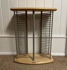 Beech Wood & Metal TechPoint CD Storage Rack Tower 50 CDs Vintage VGC 16.5” Tall
