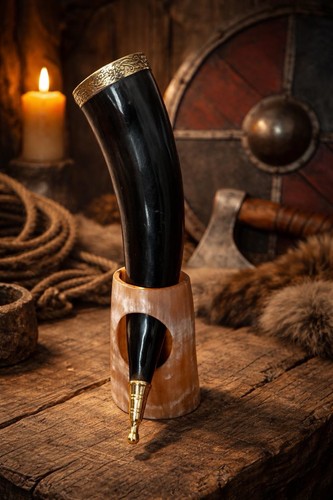 Viking drinking horn with - horn,