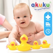 Duck FAMILY Squeaky Bath Toys Akuku Rubber Yellow Ducks Water Play Toddler Fun
