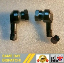 2X Black CNC Motorcycle 90 Degree Angle Wheel Tire Stem Tubeless Valve Aluminium