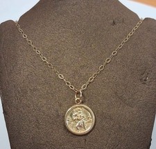 9 Carat Yellow Golg Necklace St.Christopher Pendant Fully Hallmarket,0,71-Grams
