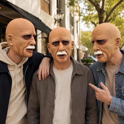 Realistic latex old man mask - latex,