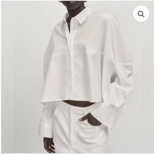 MASSIMO DUTTI STUDIO WHITE POPLIN CROPPED SHIRT (STILL SELLING) SIZE M