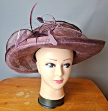 Raspberry Sinamay Feather