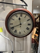 Antique 12ins Dial Fusee Wall Clock Full Working Order But Case Needs Tidying