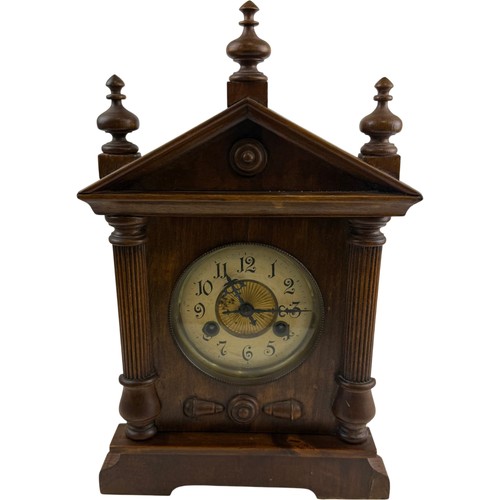 Vintage wooden mantel clock - wooden,